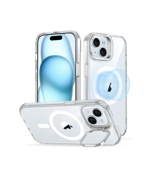 Husa iPhone 15, Esr Classic Halolock Cu Functie Magsafe, Protectie Si Stand La Camera, Transparent